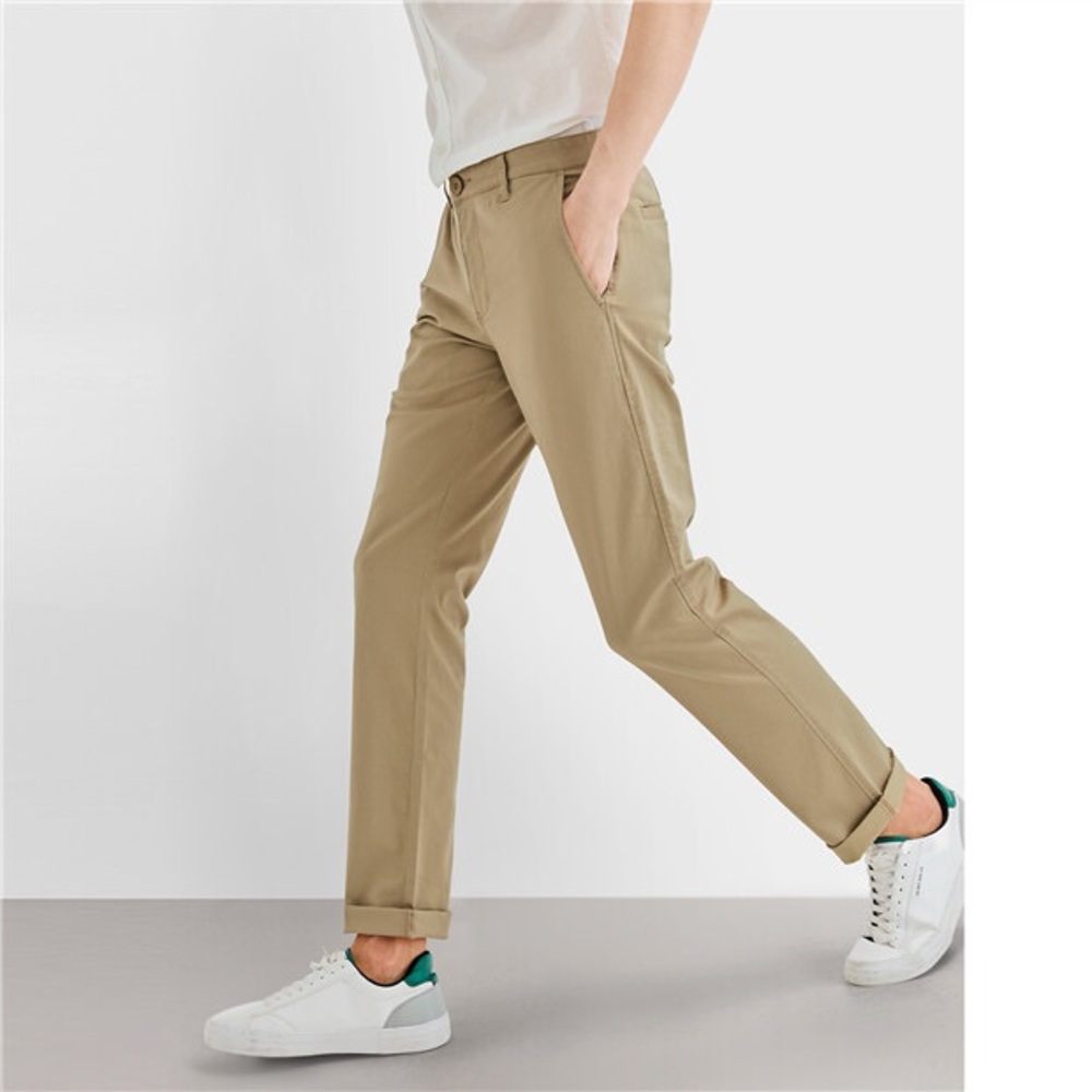 Stretch low rise slim tapered khakis -New Sahara